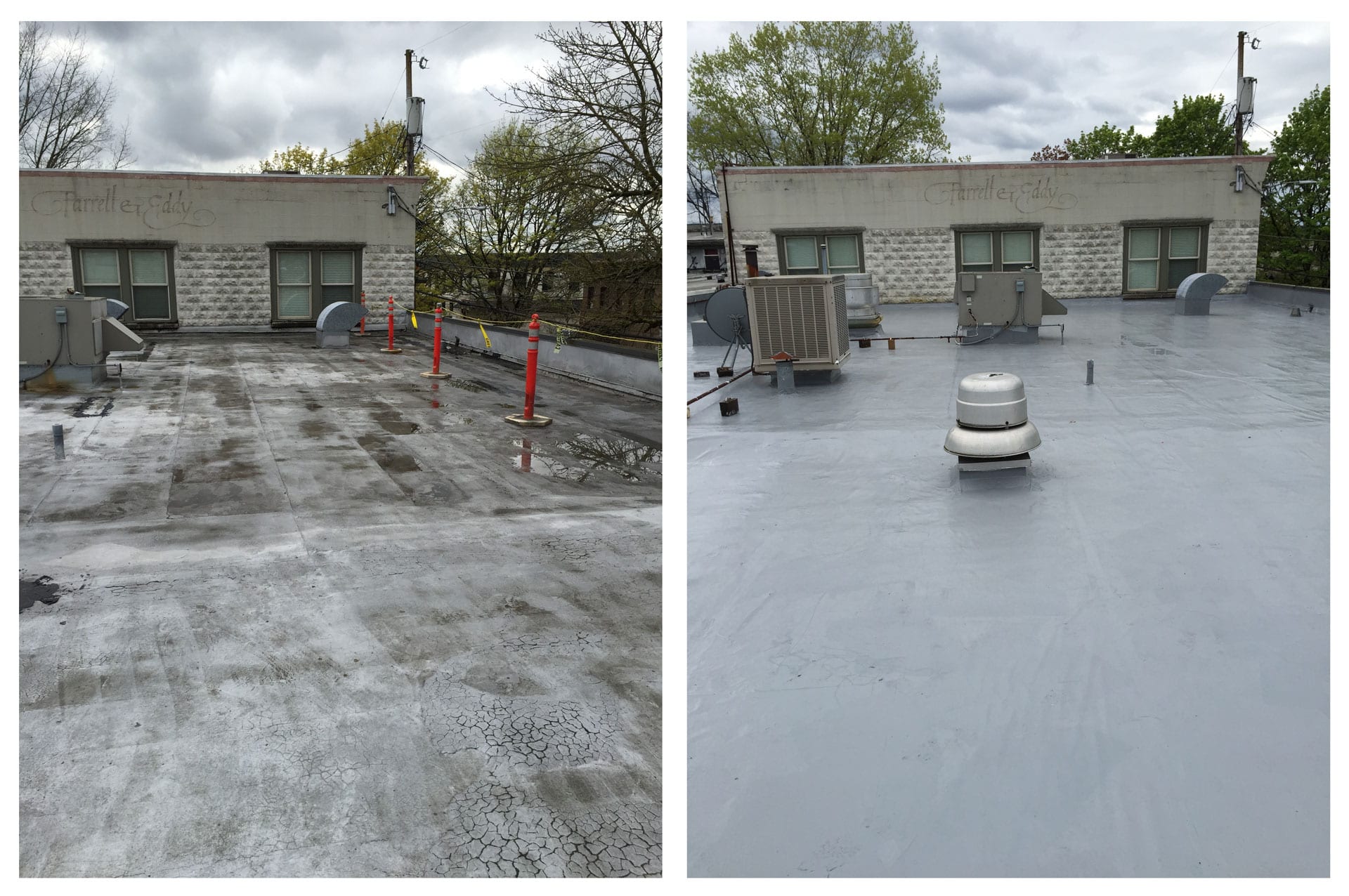 Roof recoat before and after in Washougal, Wa