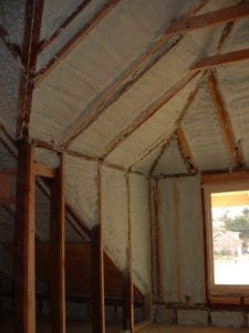 Home remodel using closed cell to insulate and shore up.
